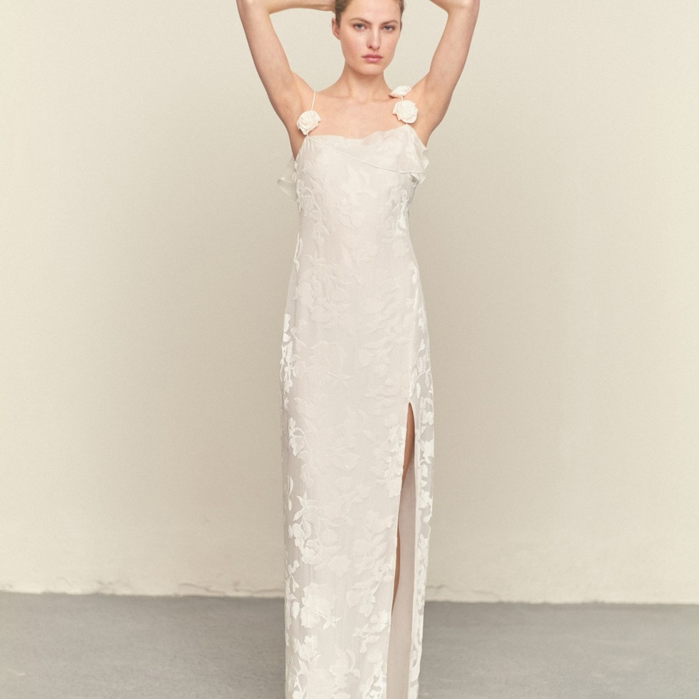 Mango Capsule Floral Devore Dress with Side Opening
